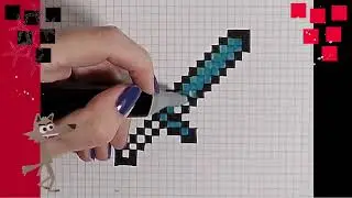 Pixel Art hecho a mano Como dibujar en papel cuadriculado paso a paso espada Minecraft