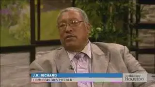 JR Richard and Victor Makris with Debra Duncan on Great Day Houston