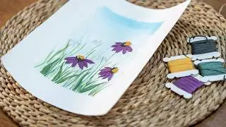 Embroidery & Painting Floral Card DIY