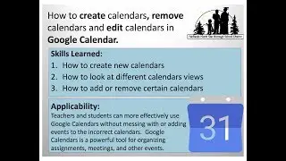 How to create a new calendars, change calendar view, edit and remove which calendars are viewed