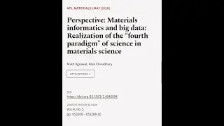 Perspective: Materials informatics and big data: Realization of the fourth paradigm o... | RTCL.TV