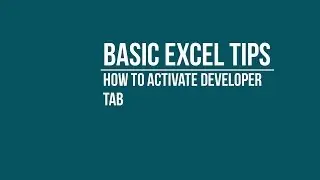 How to Activate Developer Tab / Developer Ribbon