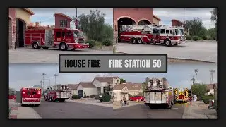 (HOUSE FIRE) Fire Station 50 Responding, On Scene, and Returning [Phoenix Fire Department]