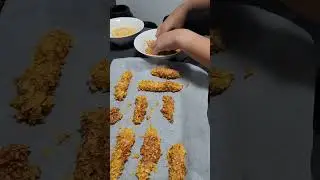 Chicken strip's coated with cornflakes yummy and Crunchy! #shorts