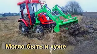 Mini tractor Dong Feng 244-G2 CRASH TEST of a front loader.