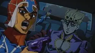 Giacchio pursues Giorno with Hokuto no ken music (and some color changes)