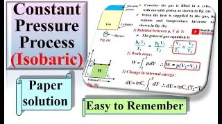 Constant pressure process|Animation|Thermodynamics|Heat transferred|Work done|Non flow process|GTU