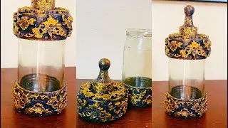 DIY Glass Jar decoration with plastic cap and cardboard | Glass jar crafts