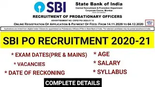 SBI PO 2020 NOTIFICATION//SBI PO RECRUITMENT 2020-21//SBI PO 2021//SBI PO NOTIFICATION OUT