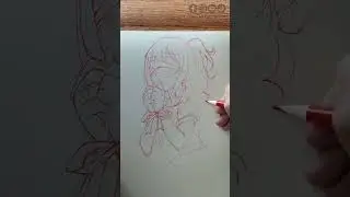 anime blind girl rawing  