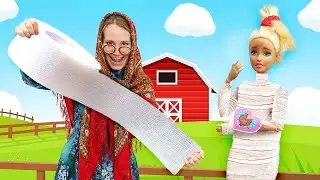 Кукла Барби и Баба Маня жарят шашлыки. Видео про игры в куклы. Баба Маня учит Барби разводить костры