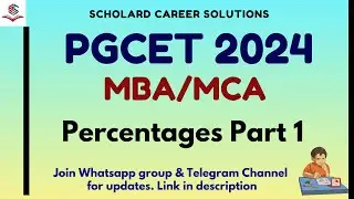 Percentages Part 1 - Problems with Solutions | PGCET 2024 MBA/MCA | #pgcetmba #pgcet2024 #pgcet