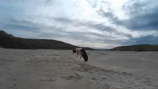Jumping on the sand