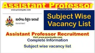 BREAKING NEWS || Assistant Professor Recruitment Subject wise Vacancy list Released