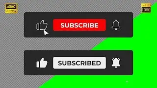 YouTube Subscribe Button Animation with Like & Bell #7 |  Dark Style | green screen, transparent