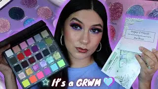 GRWM NEON HALLOWEEN LOOK USING BLENDBUNNY COSMETICS SURGE AND SUGAR DRIZZLE PALETTES 💜🧡