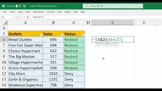 Excel Drop and Take function in Excel |