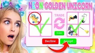 Trading NEON GOLDEN UNICORNS In Adopt Me! (Roblox)