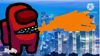 Um impostor gigante invade a among city-animação de among us