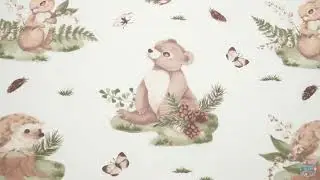 Тканина ранфорс "Лісові звірята з шишками та конваліями".
