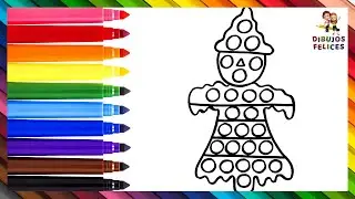 Dibuja y Colorea Un Espantapájaros Pop It 🌾🐦🔴🟠🟡🟢🔵🟣🌈 Dibujos Para Niños