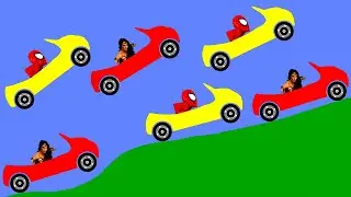 Wonder Woman Vs Spider-Man Car Race in Algodoo