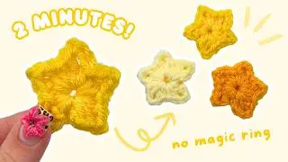 no magic ring mini crochet star applique ★ how to crochet a star for BEGINNERS