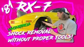 How to replace BAD shocks?! // 1981 Mazda Rx7 // Painting the the Hood BLACK!