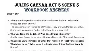 Julius Caesar act 5 scene 5 Workbook answers of class 9 and class 10 icse Evergreen Publication