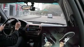 Street Drive Commuting to Work with Pedal Cam | Honda Civic