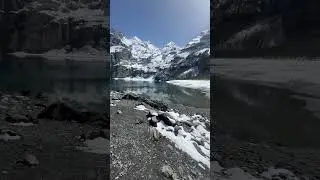 Beautiful lake in the magestic Swiss Alps 