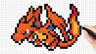 Cara menggambar CHARIZARD | POKEMON | Easy Pixel Art