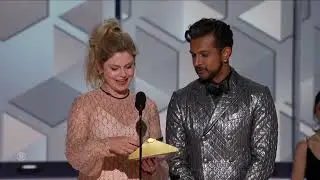 Rose McIver & Utkarsh Ambudkar presenting an award at the ‘81st Annual Golden Globe Awards‘