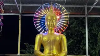 วัดป่าแมว ไฟรัศมีพระ led ขนาดใหญร 2 เมตร
