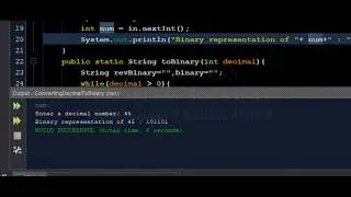 Converts a Decimal Integer into a Binary Number | Java