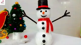 How To Make Snowman with Newspaper And Cotton | DIY Christmas Snowman | KraftsTale