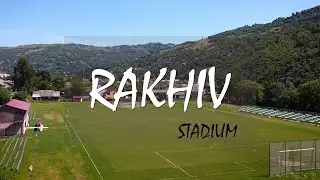 Aerial view of Karpaty Stadium in Rakhiv