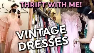 Come Thrift with Me!! Vintage Dresses Try On Haul | THRIFTMAS DAY 19