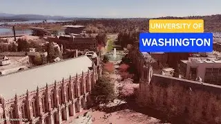 University of Washington from the air and land, beautiful, prestigious, historical college.