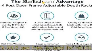StarTech.com 12U 19" Open Frame Server Rack - 4 Post Adjustable Depth 22-40" Mobile - Free Standing