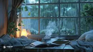🌧 Anime Cozy Rainy Window – HD Seamless Background with Steam