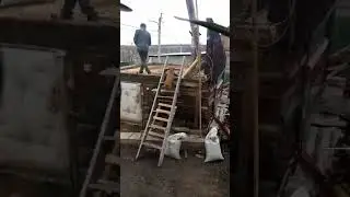 Копатыч помогает разбирать сарай