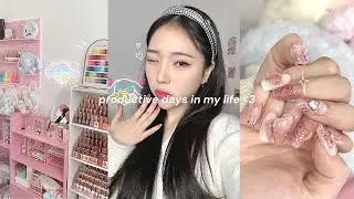 productive days in my life as a nail studio owner ♡‧₊˚ (nail supply shopping, organizing, self-nail)