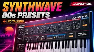 Roland Cloud JUNO 106 Synthwave & 80s Presets  No Talking Sound Demo