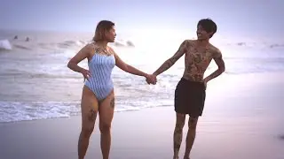Every couple Be like/shallow focus-of couple sweet moments together / funky mood /on beach