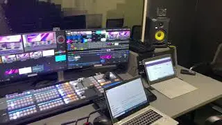 Broadcast Streaming Studio Tricaster TC2 Elite vision mixer NEC video wall  KRK Studio Monitors X32