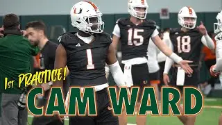 QB Cam Ward's First Spring Practice at Miami | Drills & Passes to Receivers