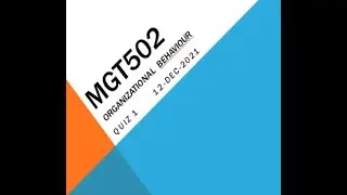 MGT502 Organizational Behaviour Quiz No 1