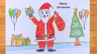 Christmas Drawing Very Easy / Merry Christmas Drawing / Christmas Drawing Very Beautiful #christmas