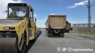 Hot asphalt paving work completed on the industrial road in Iğdır!